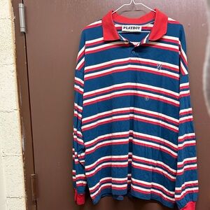 Playboy Red and Blue Striped Long-Sleeve Shirt